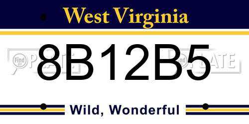 8B12B5 West Virginia License Plate