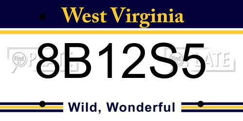 8B12S5 West Virginia License Plate