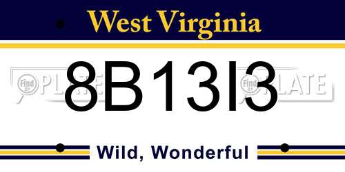 8B13I3 West Virginia License Plate