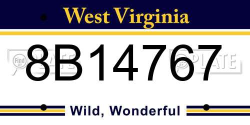 8B14767 West Virginia License Plate