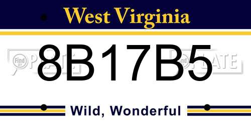 8B17B5 West Virginia License Plate
