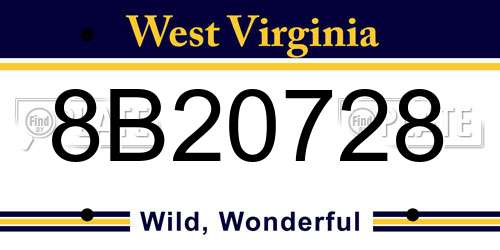 8B20728 West Virginia License Plate