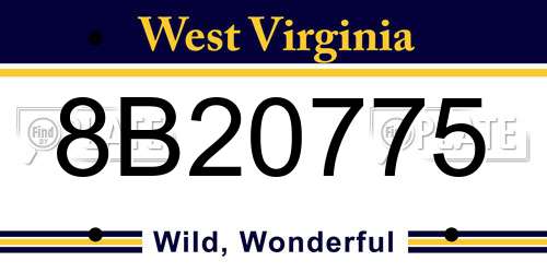 8B20775 West Virginia License Plate