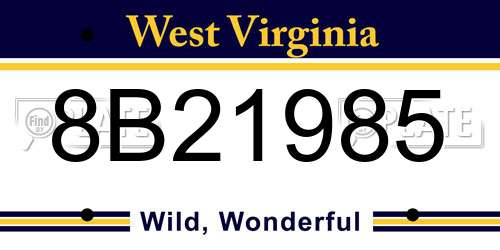 8B21985 West Virginia License Plate