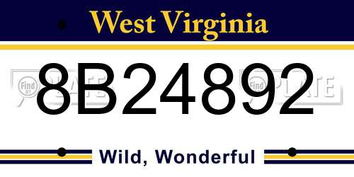 8B24892 West Virginia License Plate