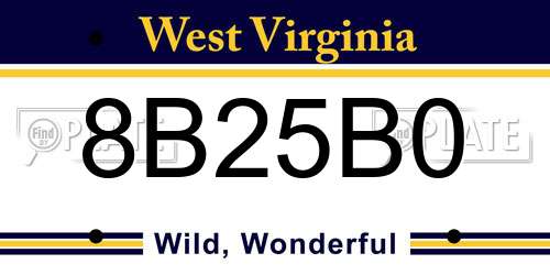 8B25B0 West Virginia License Plate