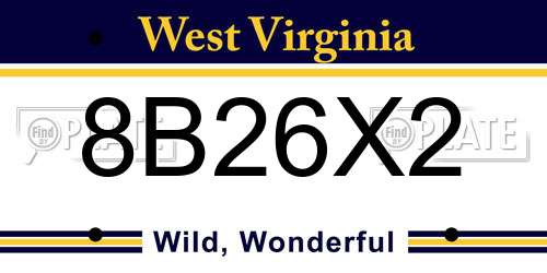 8B26X2 West Virginia License Plate