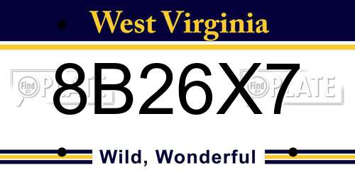8B26X7 West Virginia License Plate