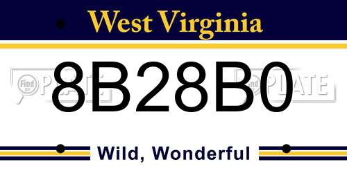 8B28B0 West Virginia License Plate