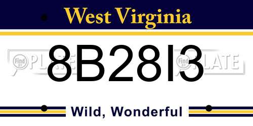 8B28I3 West Virginia License Plate