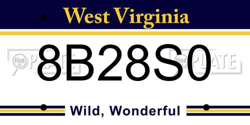 8B28S0 West Virginia License Plate
