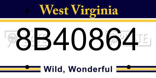 8B40864 West Virginia License Plate