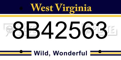 8B42563 West Virginia License Plate