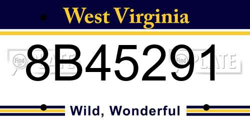 8B45291 West Virginia License Plate