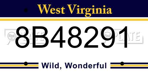 8B48291 West Virginia License Plate