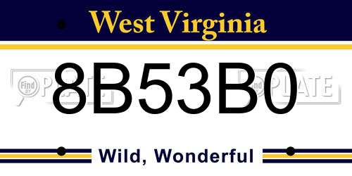 8B53B0 West Virginia License Plate