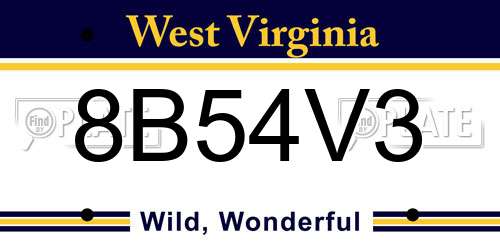 8B54V3 West Virginia License Plate