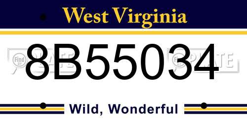 8B55034 West Virginia License Plate
