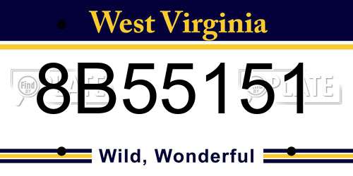 8B55151 West Virginia License Plate