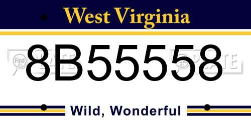 8B55558 West Virginia License Plate