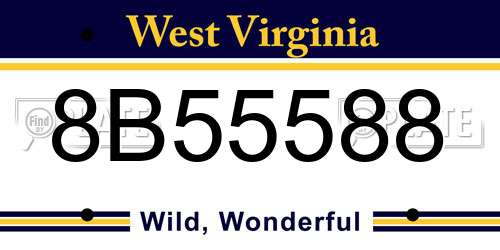 8B55588 West Virginia License Plate
