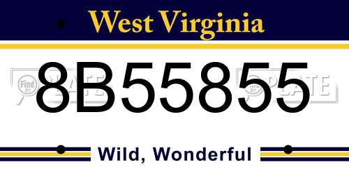 8B55855 West Virginia License Plate