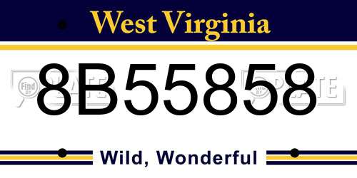 8B55858 West Virginia License Plate