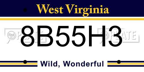 8B55H3 West Virginia License Plate