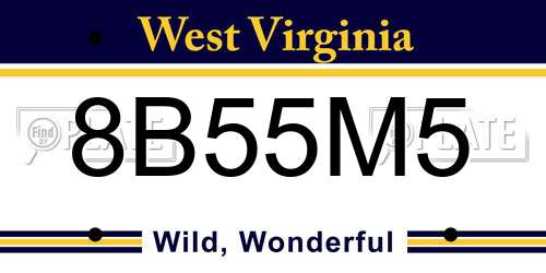 8B55M5 West Virginia License Plate