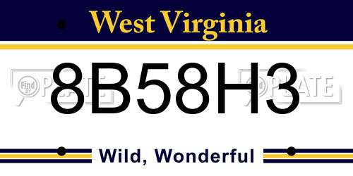 8B58H3 West Virginia License Plate