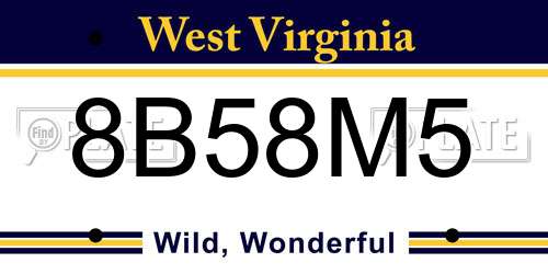 8B58M5 West Virginia License Plate