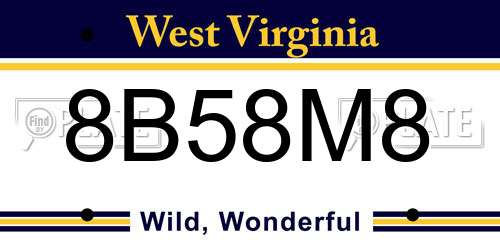 8B58M8 West Virginia License Plate
