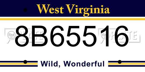 8B65516 West Virginia License Plate