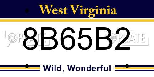8B65B2 West Virginia License Plate