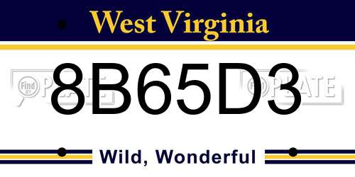 8B65D3 West Virginia License Plate