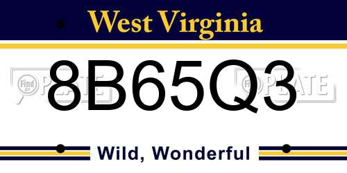 8B65Q3 West Virginia License Plate