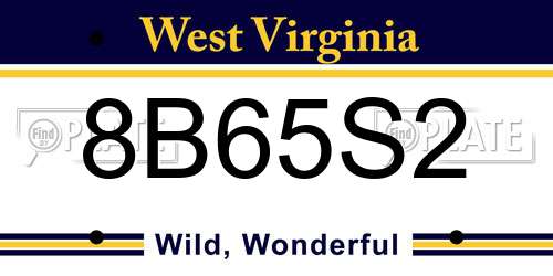8B65S2 West Virginia License Plate