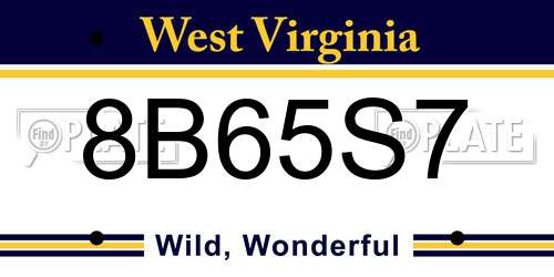 8B65S7 West Virginia License Plate