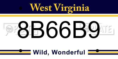 8B66B9 West Virginia License Plate