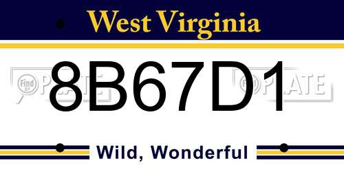 8B67D1 West Virginia License Plate