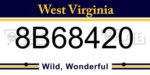 8B68420 West Virginia License Plate
