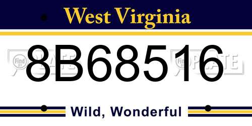 8B68516 West Virginia License Plate
