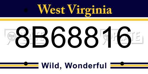 8B68816 West Virginia License Plate