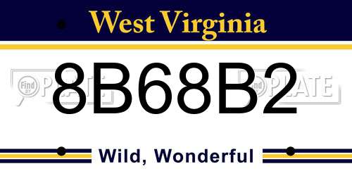 8B68B2 West Virginia License Plate