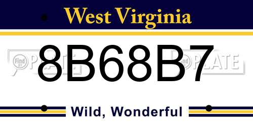8B68B7 West Virginia License Plate