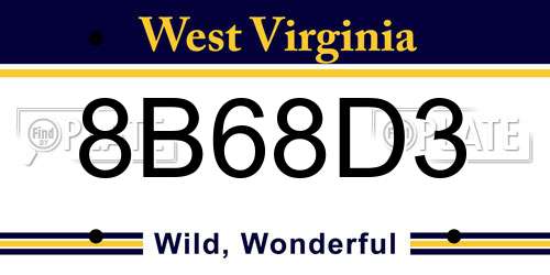 8B68D3 West Virginia License Plate