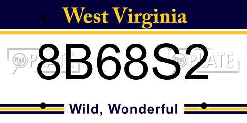 8B68S2 West Virginia License Plate