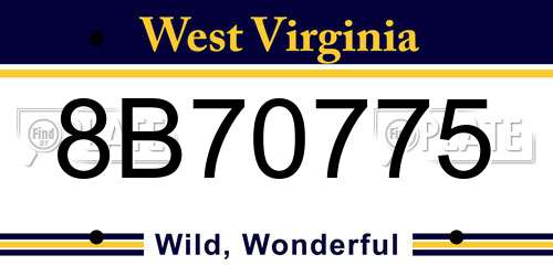 8B70775 West Virginia License Plate