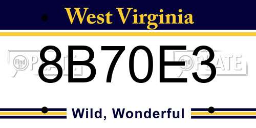 8B70E3 West Virginia License Plate