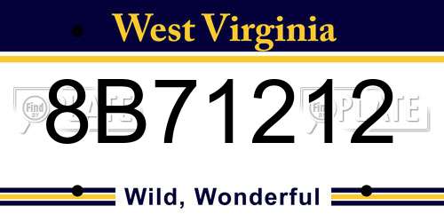 8B71212 West Virginia License Plate